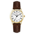 Watch Creations Women's Gold Finish Watch w/ Roman Numerals & Leather Strap